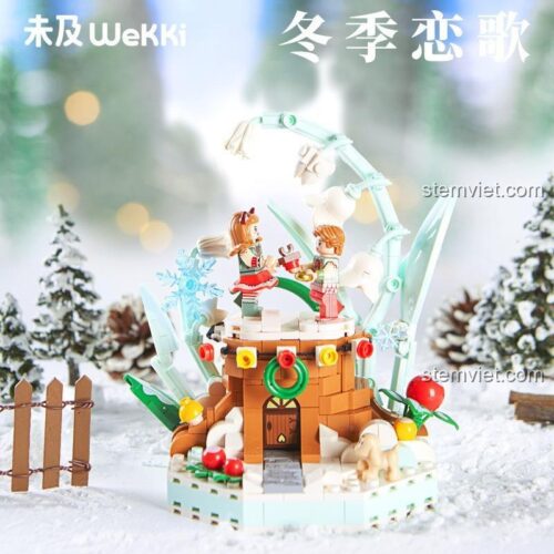 Bộ xếp hình Cặp đôi mùa đông Wekki 516155 trong khung cảnh tuyết rơi lãng mạn, giá tốt.