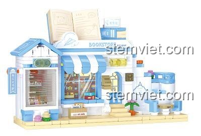 Đồ chơi lắp ghép Quán sách Văn hóa Wekki 516609, mô hình cửa hàng sách với thiết kế tinh xảo, rèn luyện tư duy cho bé gái 8 tuổi.