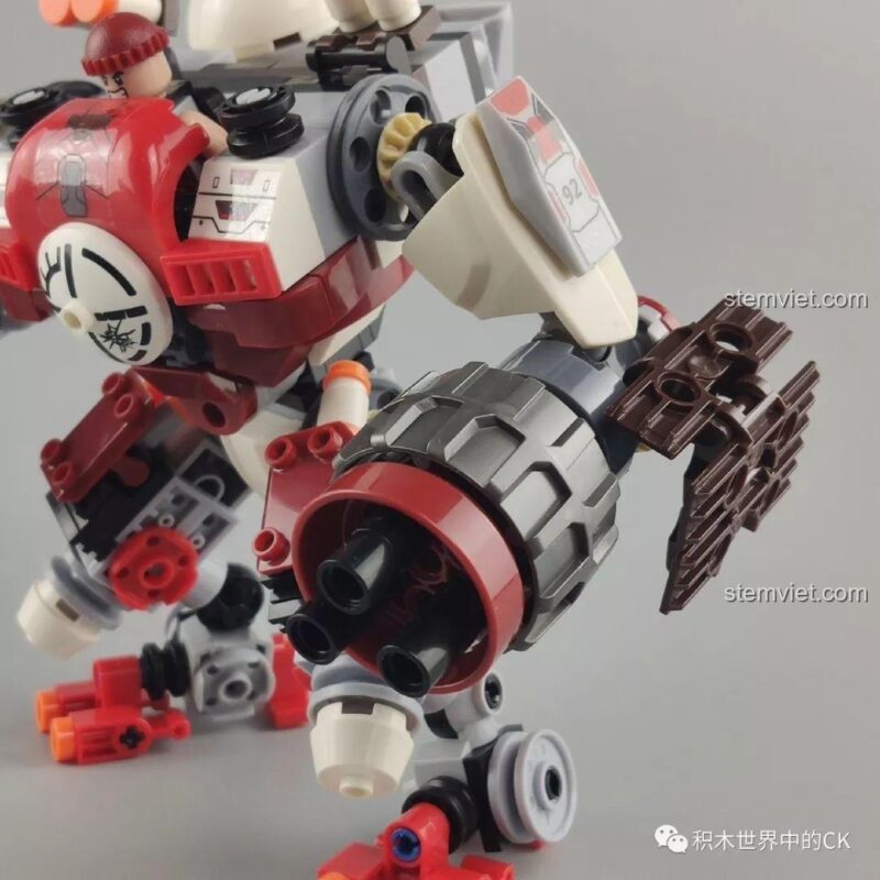 Pháo nhỏ trên vai của mô hình Robot Chiến Đấu Kẻ Cướp Bóc Winner 5100, có thể xoay và điều chỉnh góc bắn.