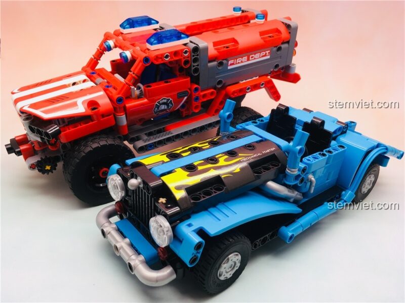So sánh kích thước bộ đồ chơi Xe Đồ Chơi 2in1 Winner 7090 với xe cứu hỏa lớn, đồ chơi lắp ghép Mô Hình Xe Hơi Cổ Điển, phù hợp bé trai 6 tuổi