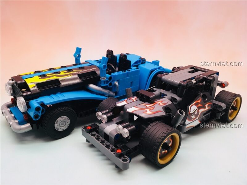 So sánh kích thước bộ đồ chơi Xe Đồ Chơi 2in1 Winner 7090 với mô hình xe đua màu đen, đồ chơi lắp ghép Mô Hình Xe Hơi Cổ Điển, phù hợp bé trai 6 tuổi