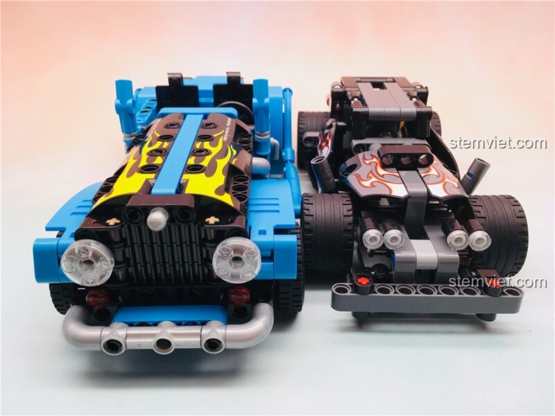 So sánh mặt trước bộ lắp ráp Xe Cổ Điển Volkswagen Beetle Winner 7090 với xe đua màu đen, đồ chơi mô hình Xe Mui Trần Cổ Điển, cho bé trai 6 tuổi