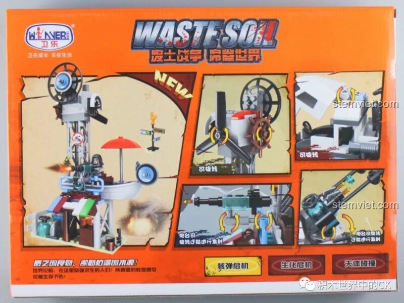 Ảnh thể hiện kích thước chi tiết của mô hình Căn Cứ Sinh Tồn Wasteland Winner 8054.