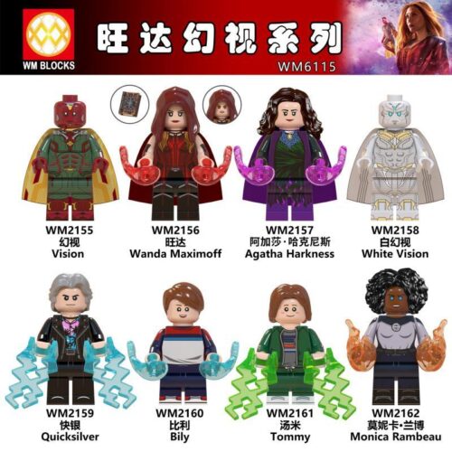 Bộ đồ chơi WM Blocks WM6115 Minifigures WandaVision Series chất lượng cao, set đồ chơi Nhân vật Marvel 8 minifigures cho bé trai và bé gái 6 tuổi, giá tốt