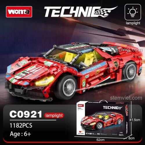 Kích thước bộ lắp ráp siêu xe đua thể thao WOMA C0921 cho bé trai 6 tuổi, mô hình xe đua technic giá rẻ.