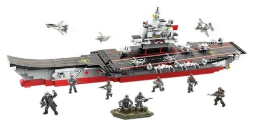 Bộ lắp ghép Hàng không mẫu hạm Sơn Đông Xiangjun XJ-872, mô hình tàu sân bay khổng lồ 1624 chi tiết, đồ chơi mô hình quân sự cho bé trai 6 tuổi, giá tốt.