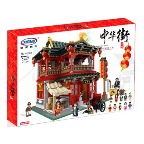 Hộp sản phẩm bộ lắp ghép XINGBAO XB-01002 Tụ Hiền Tửu Lâu với 3267 mảnh ghép, phù hợp cho người chơi từ 14 tuổi.