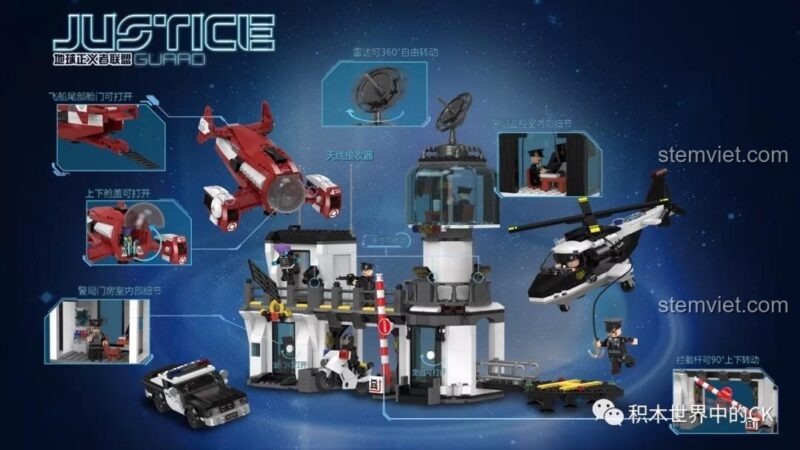 Các tính năng của bộ đồ chơi XINGBAO 02106 Trạm Cảnh sát Justice Guard, chất lượng cao.