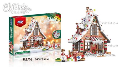 Bộ đồ chơi Xingbao XB-18021 Nhà Bánh Gừng Giáng Sinh có đèn LED DIY, món quà tuyệt vời cho cả bé trai và bé gái.
