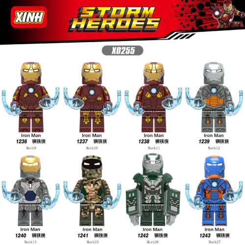 Bộ đồ chơi lắp ráp XINH X0255 8 minifigure Người Sắt Iron Man đa dạng phiên bản, phù hợp bé trai 6 tuổi, giá tốt.