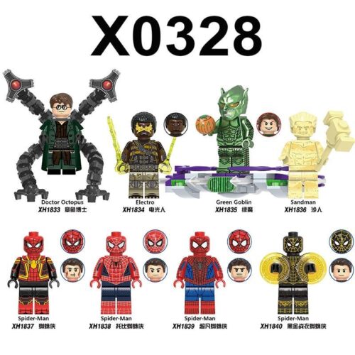 Bộ 8 Minifigures Người Nhện XINH X0328, đồ chơi lắp ghép siêu anh hùng Marvel cho bé trai 6 tuổi, giá tốt.