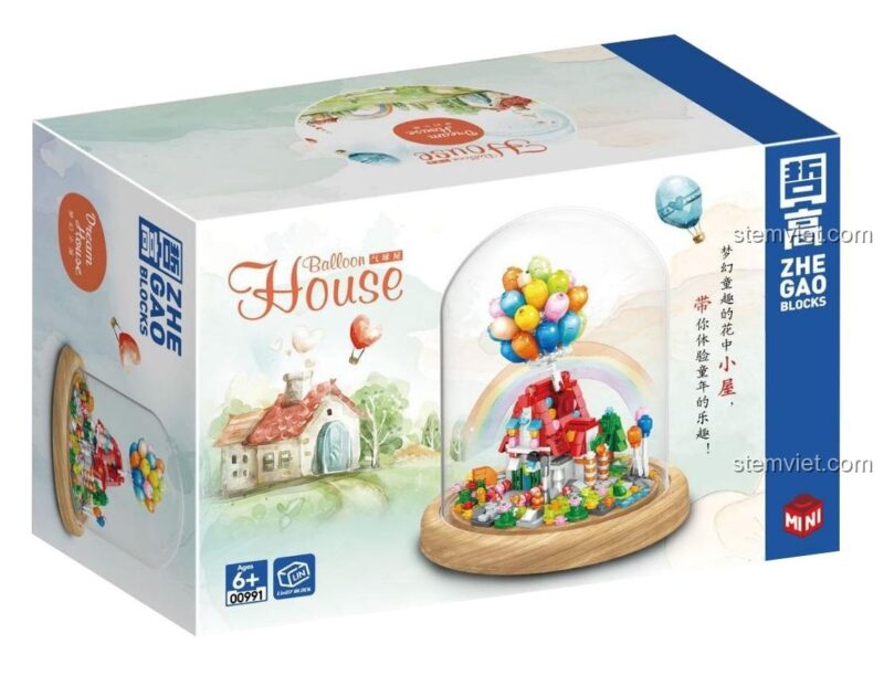 Hộp sản phẩm bộ lắp ghép Ngôi Nhà Bong Bóng Zhe Gao 00991, 579 chi tiết mini.
