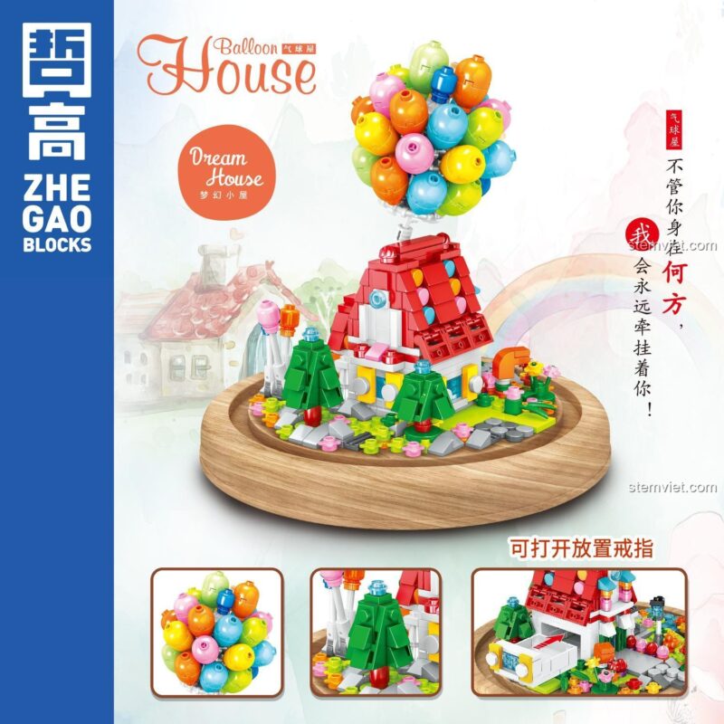 Poster bộ xếp hình Ngôi nhà bay phim Up 00991, có thể mở ra để đặt nhẫn.