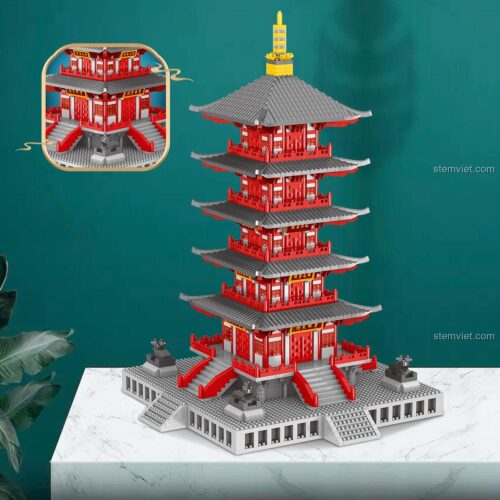 Chi tiết đồ chơi mô hình Phổ Minh Bảo Tháp LZ8215 của Zhe Gao, với 4378 mảnh ghép tinh xảo, món quà ý nghĩa cho người yêu kiến trúc.