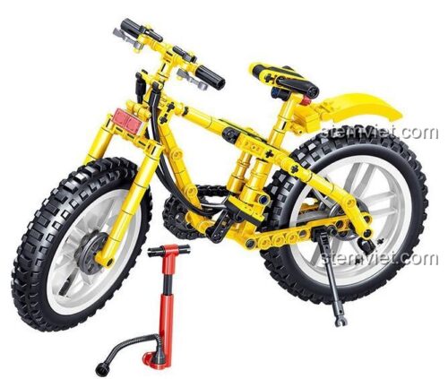 Đồ chơi mô hình xe đạp địa hình Zhe Gao QL0445 màu vàng kèm bơm xe mini cho bé trai 6 tuổi.
