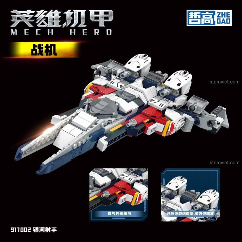 bộ lắp ghép Mech Hero ZHEGAO 917002, đồ chơi mô hình Xạ thủ Ngân Hà 917002 chiến cơ không gian cho bé trai 6 tuổi
