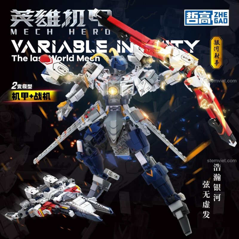 đồ chơi xây dựng Robot biến hình ZHEGAO 917002 Anh Hùng Cơ Giáp Xạ Thủ Ngân Hà, mô hình Mech Hero ZHEGAO cho bé trai 6 tuổi