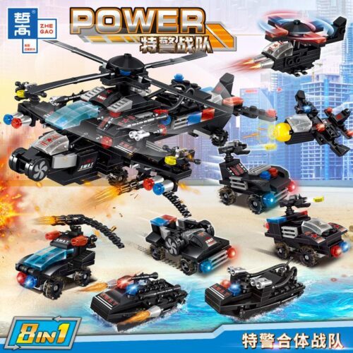 Bộ lắp ráp Zhegao QL0256 Biệt đội đặc nhiệm Power 8 trong 1 cho bé trai 6 tuổi, giá rẻ.