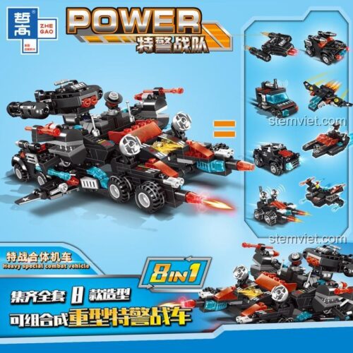 đồ chơi mô hình Robot Hợp Thể Đặc Nhiệm ZHEGAO QL0257. Hướng dẫn kết hợp 8 xe nhỏ thành robot chiến đấu khổng lồ.