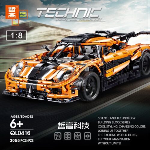 Bộ lắp ráp siêu xe Koenigsegg One:1 ZHEGAO QL0416 tỉ lệ 1:8, đồ chơi mô hình Technic cho bé trai 14 tuổi.