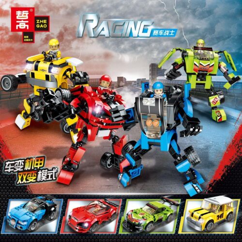 Tổng hợp các mẫu trong bộ lắp ráp robot chiến binh xe đua Zhegao QL0720, biến hình 2 trong 1, đồ chơi sáng tạo cho bé trai 6 tuổi.