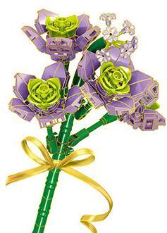 Bộ lắp ghép Bó hoa Violet ZHEGAO QL2352A 147 mảnh ghép màu tím xanh lá kem, đồ chơi lắp ráp hoa trang trí cho bé gái 6 tuổi, quà tặng giá tốt