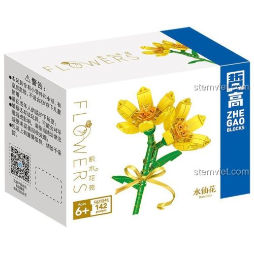 Đồ chơi mô hình Hoa Thủy Tiên ZHEGAO QL2354B với 142 chi tiết, bộ xếp hình Hoa Thủy Tiên an toàn cho bé gái 6 tuổi, giá tiết kiệm.