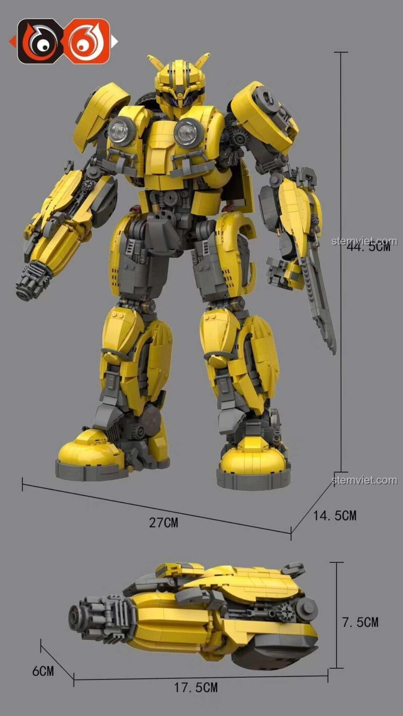 Bộ xếp hình 66 Blocks Bumblebee, mô hình Robot biến hình Bumblebee với kích thước chi tiết, đồ chơi giáo dục cho con trai.