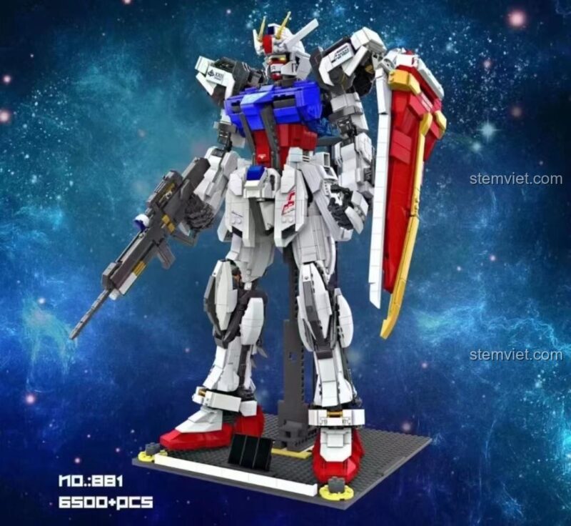 Đồ chơi xây dựng Robot Strike Gundam 881 với súng và khiên cơ bản, mô hình lắp ráp giá tốt cho người hâm mộ Gundam.