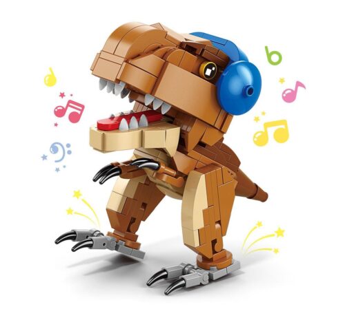 Bộ lắp ghép Khủng long DJ AchKo 20037 giá tốt, mô hình khủng long T-Rex DJ ngộ nghĩnh cho bé trai 6 tuổi, kích thích sáng tạo.