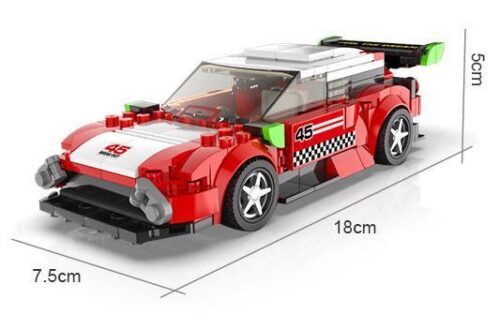 Bộ lắp ráp AchKo 50004 Siêu Xe Đua Ferrari với kích thước chi tiết, dài 18cm, rộng 7.5cm, cao 5cm, phù hợp cho bé trai 6 tuổi, giá tốt.