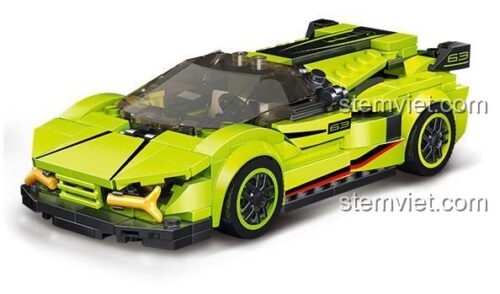 Mô hình đồ chơi Lamborghini Sian AchKo 50020 màu xanh lá, bộ lắp ghép siêu xe tốc độ cao cho bé trai, chất lượng cao