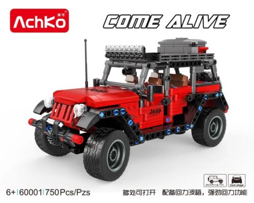 Bộ lắp ghép AchKo 60001 Jeep Wrangler Rubicon, đồ chơi mô hình xe địa hình cho bé trai 6 tuổi, giá tốt, có động cơ kéo lùi
