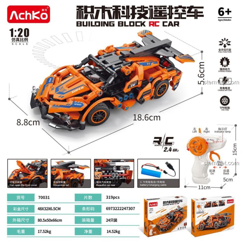 Kích thước chi tiết của đồ chơi mô hình siêu xe Apollo IE RC 70031 và bộ điều khiển từ xa.