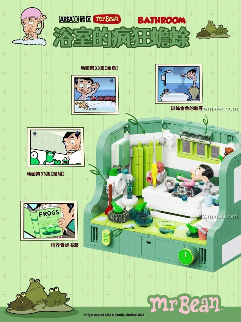 Bộ lắp ghép Cảnh phòng tắm của Mr. Bean AREA-X, tái hiện cảnh phim hoạt hình vui nhộn, có âm thanh.