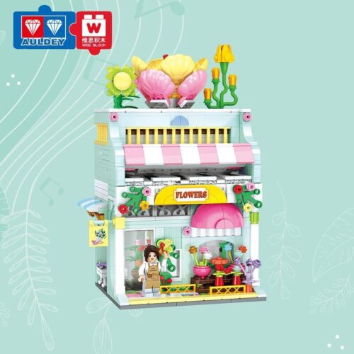 Bộ đồ chơi Tiệm hoa AULDEY WISE BLOCK HA383201 với hộp nhạc tích hợp, thiết kế tinh xảo, màu sắc tươi sáng, phù hợp cho bé gái 6 tuổi trở lên, mang lại trải nghiệm lắp ráp bộ lắp ghép Cửa hàng hoa giá tốt.