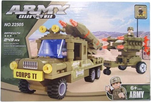 Bộ lắp ráp Xe Tải Tên Lửa Quân Sự AUSINI 22505, đồ chơi mô hình quân sự cho bé trai 7 tuổi, giá tốt, có ảnh hộp sản phẩm.