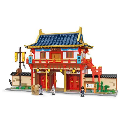 BALODY 21004 Mô hình Cổng Chợ Tây Thị Trường An, Kiến trúc cổ đại, 2725 mảnh, đồ chơi lắp ghép cho bé trai 14 tuổi