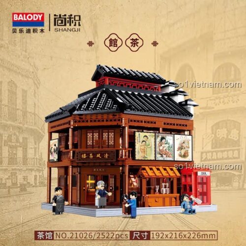 BALODY 21026 Nhà Trà Thượng Hải bộ lắp ráp 2522 mảnh