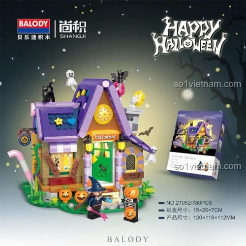 Ngôi nhà Kẹo Halloween BALODY 21052 cùng hộp sản phẩm