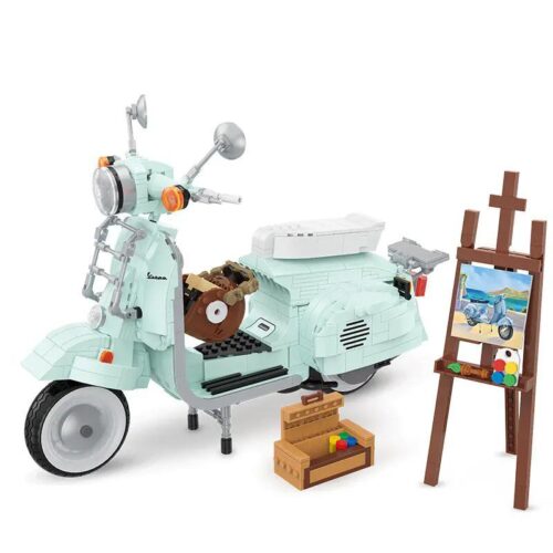 BALODY 21063 Xe máy Vespa "Autumn Painting" - Bộ đồ chơi lắp ghép xe máy phong cách vintage có giá vẽ và bộ màu cho bé 6 tuổi