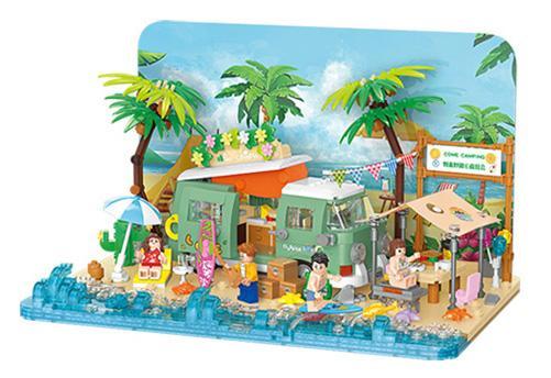 Bộ đồ chơi Khu cắm trại bãi biển BALODY 21170, mô hình diorama bãi biển chi tiết, phù hợp bé trai bé gái 6 tuổi, giá tốt.