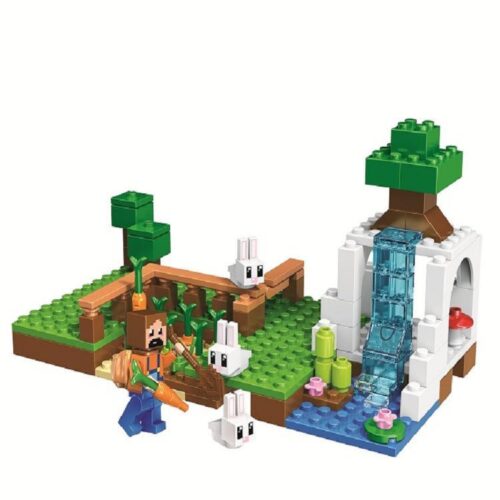 Hộp đồ chơi xếp hình Bela 10952 chủ đề Trang trại thỏ Minecraft, 124 chi tiết, quà tặng cho bé trai.