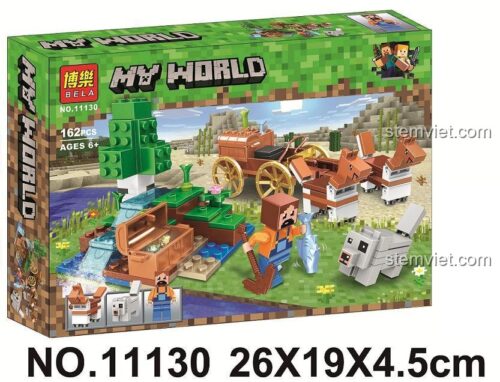 Hộp đồ chơi xếp hình BELA 11130 Thế giới Minecraft 162 mảnh, quà tặng hấp dẫn cho bé trai mê game.