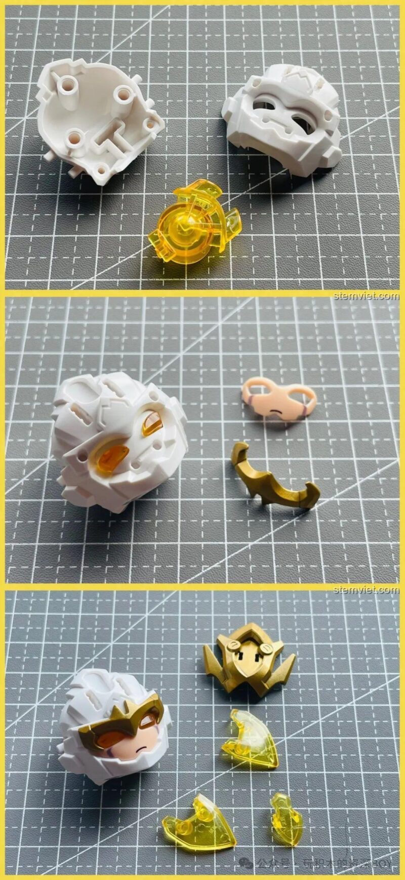 Quá trình lắp ráp đầu của figure Lưu Bị BLOKEES 85020, đồ chơi lắp ghép cho bé trai