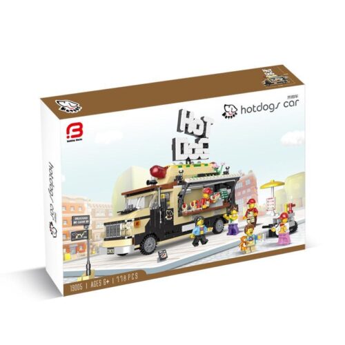 Hộp bộ lắp ráp Xe Tải Bán Xúc Xích Nóng Brick Element 19005. Đồ chơi mô hình cho bé 6 tuổi, giá rẻ, gồm 778 mảnh ghép.