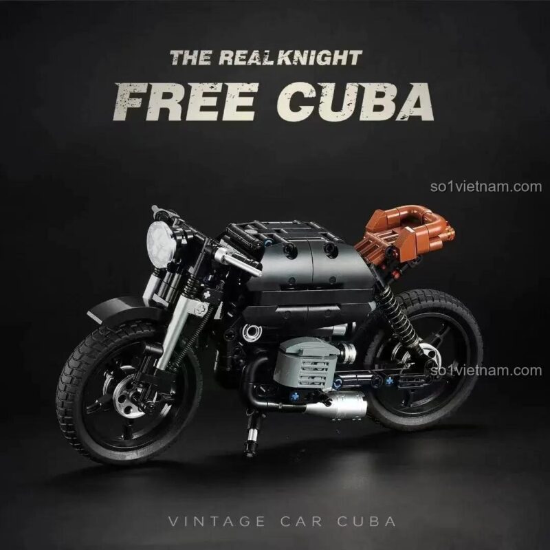 Xe Mô Tô Cafe Racer BMW BrickCool KC016, mô hình The Real Knight Free Cuba, đồ chơi lắp ghép cho bé trai 8 tuổi, giá rẻ