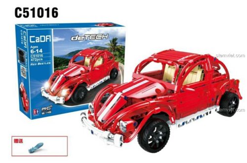 Hộp đồ chơi lắp ráp Mô hình Volkswagen Beetle Đỏ, sản phẩm CaDA C51016 chất lượng cao.