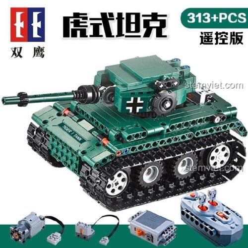 bộ khối lắp ghép C51018 đồ chơi xây dựng Xe Tăng Tiger 1, mô hình xe tăng điều khiển từ xa 313 mảnh ghép