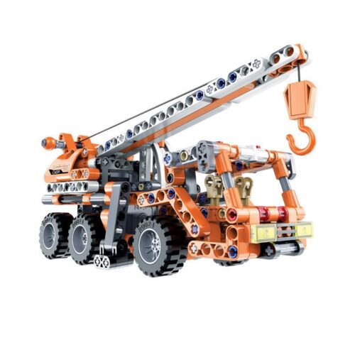 Bộ lắp ghép Xe Cẩu Kỹ Thuật CaDA C52013 có động cơ kéo lùi, cần cẩu xoay 360 độ, phù hợp bé trai 6 tuổi, giá tốt.